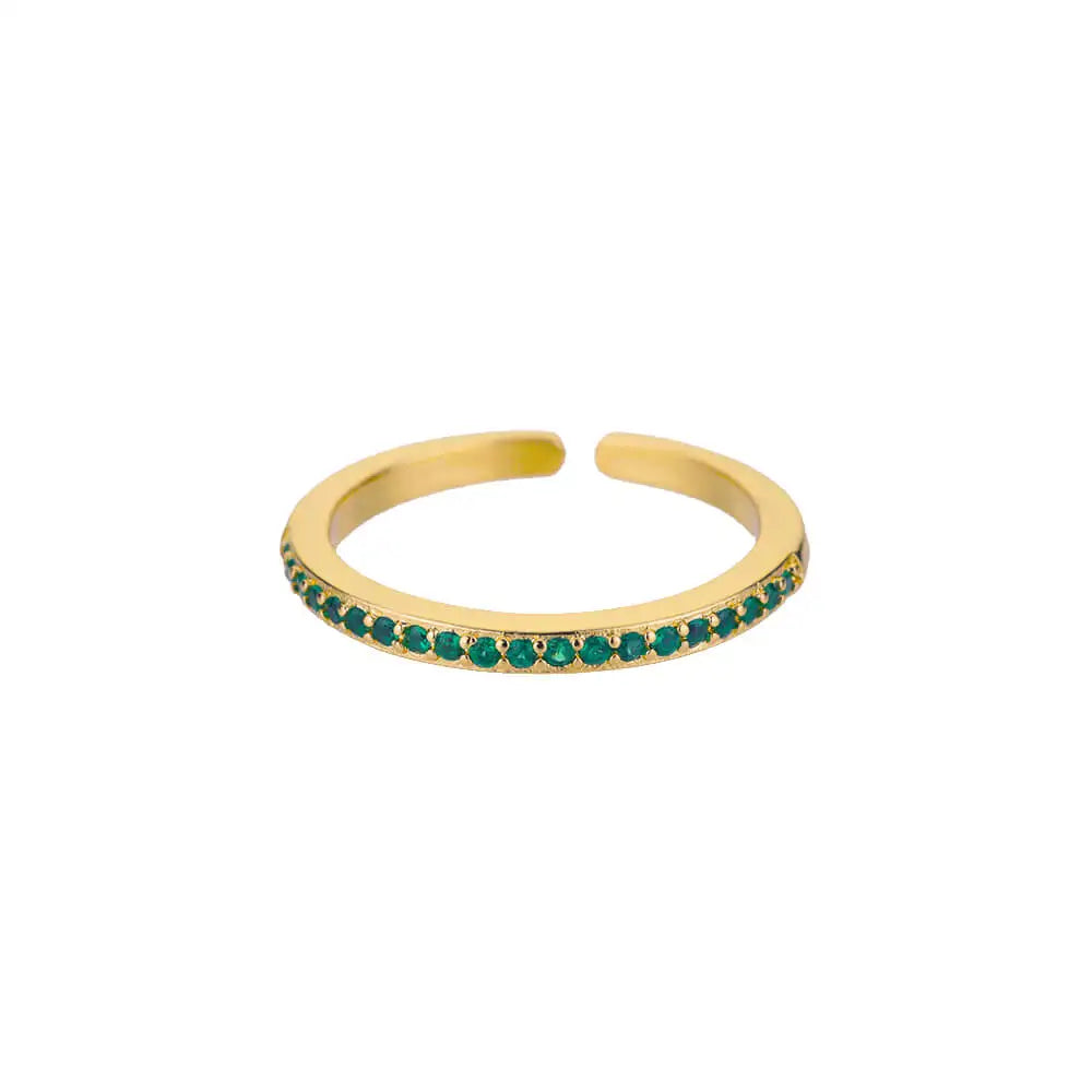 Green Rings For Women Stainless Steel Gold