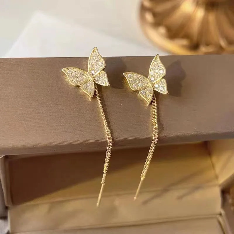 Simple Golden Butterfly Earrings