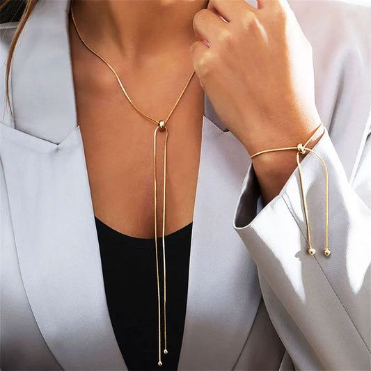 Simple Long Tassel Chain Necklace for Women Trendy