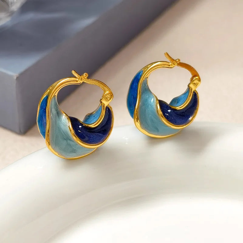 Blue Color  Small Hoop Earrings for Women