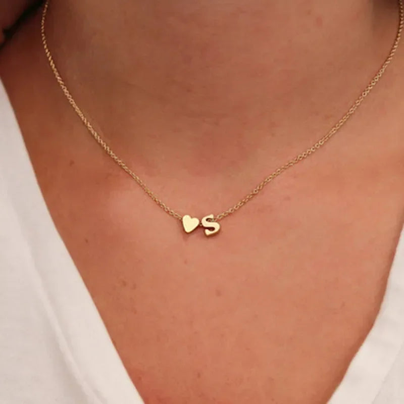 Necklace Gold Silver Color Letter Name Choker  For Women Pendant Jewelry Gift