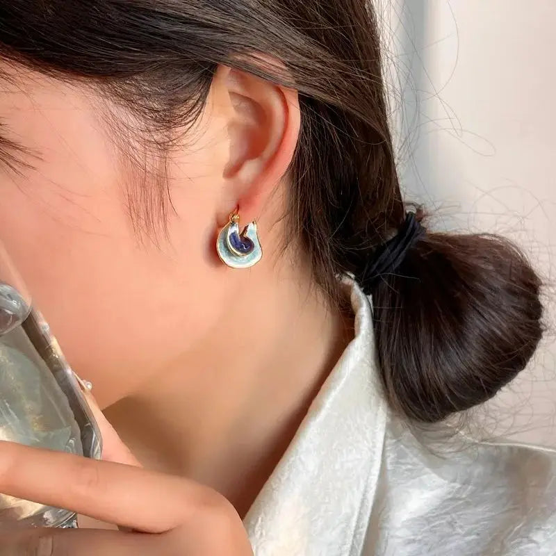 Blue Color  Small Hoop Earrings for Women