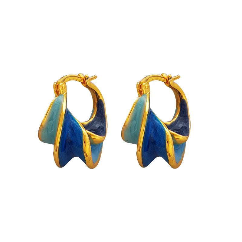 Blue Color  Small Hoop Earrings for Women